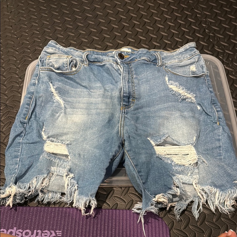 Cello Light Blue Distressed Jean Shorts